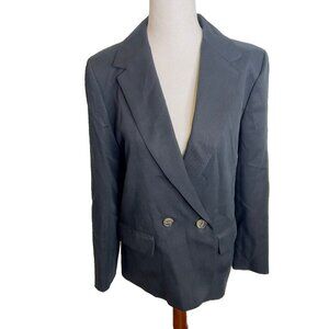 J.Crew Womens $218 Drapey twill double-breasted blazer Black Size 2 CB316